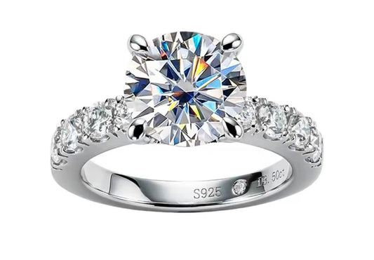 Custom order 4.3 cttw all moissanite engagement ring & band set of two.