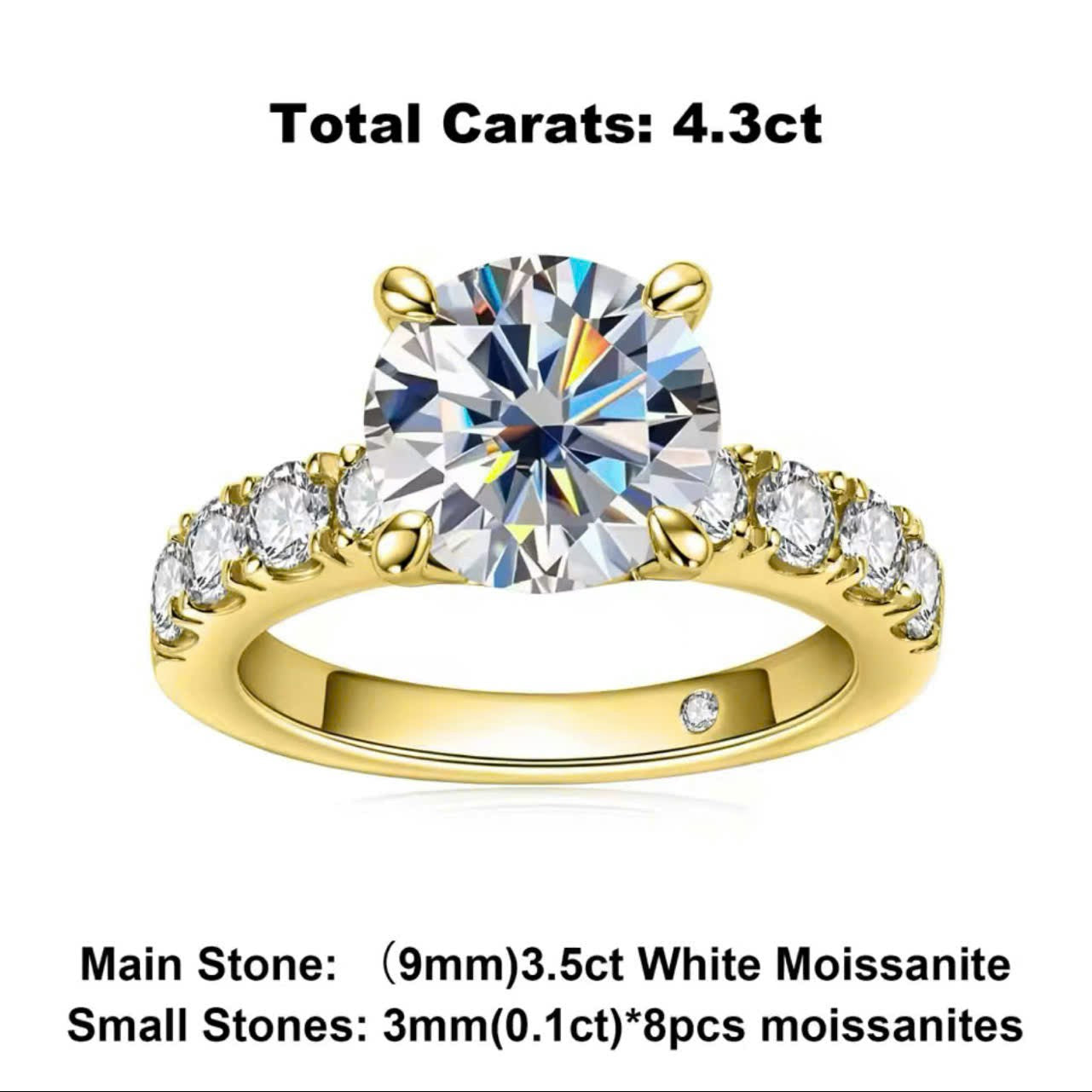 Custom order 4.3 cttw all moissanite engagement ring & band set of two.